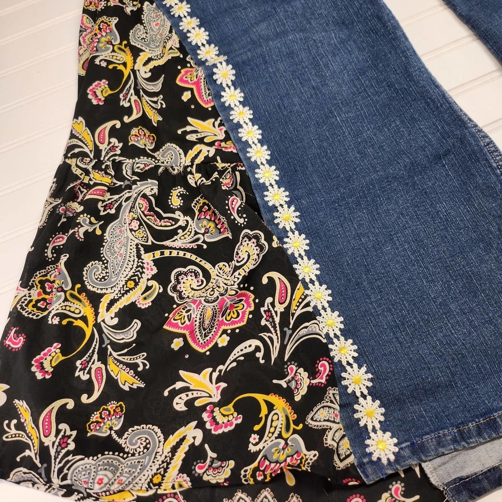 Floral Patchwork Flare Jeans - image 2